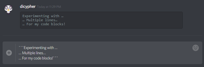 Discord Multi Line Code Block Formatting - WriteBots
