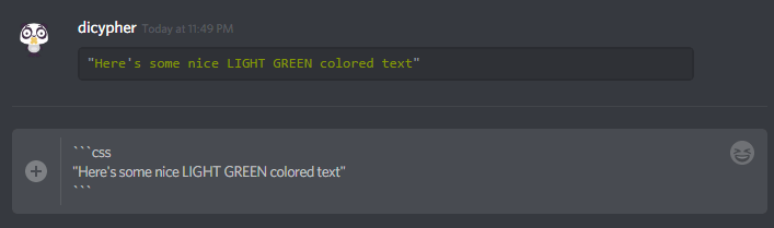 Light Green Colored Text Formatting in Discord - WriteBots