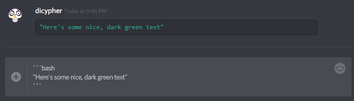 Green Colored Text Formatting in Discord - WriteBots