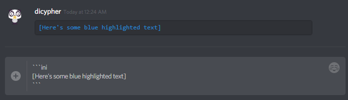 Discord Blue Colored Text Formatting - Writebots