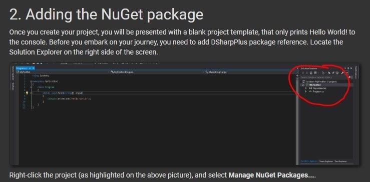 Discord Bot Adding NuGet Package