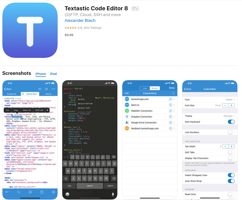 Textastic Code Editor for iOS Screenshot